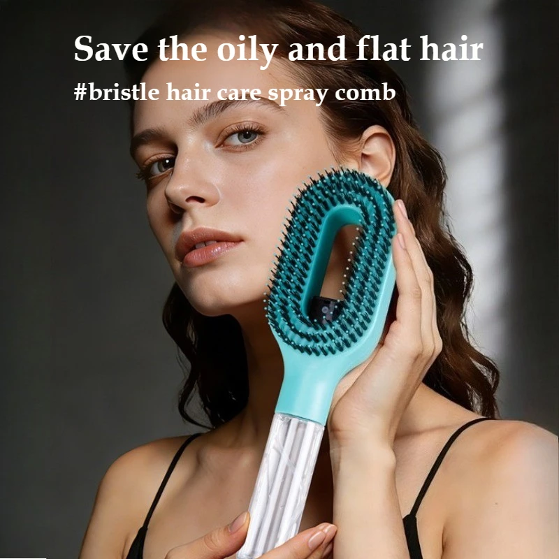 2in1 Sprayer Comb Detangling Scalp Massage Hairbrush with Spray Bottle Essential Oil Water Mist Spray Brush Anti-static Summer