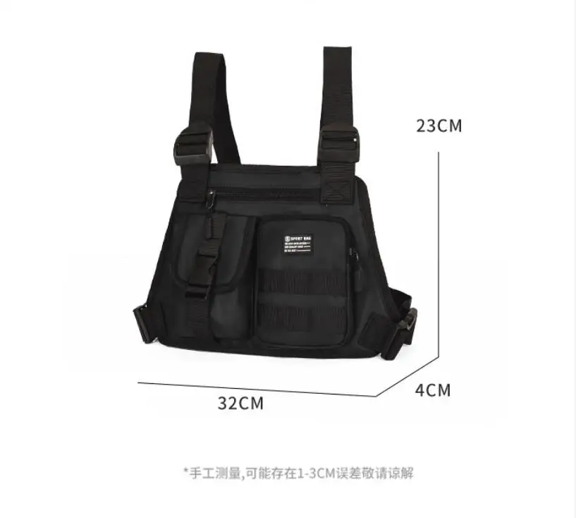 Men Molle Shoulder Vest Bags Anti-Theft Oxford Vest Chest Bags Adjustable Multifunctional Portable Lightweight for Hiking Travel