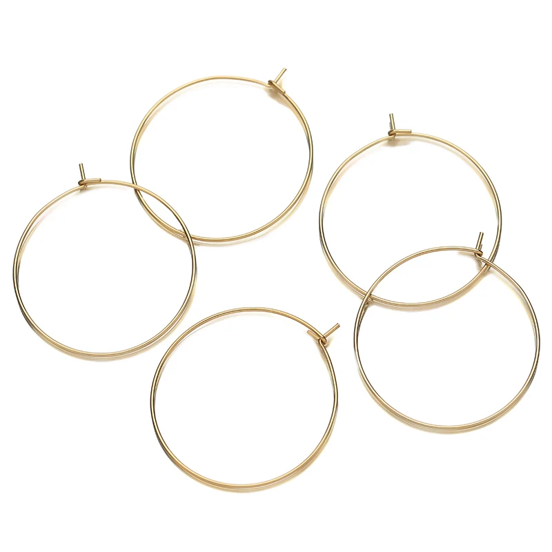 

20/50PCS Gold Plated Stainless Steel Big Circle Wire 20/25/30/35/40mm Hoops Earrings for DIY Earring Jewelry Making Accessories