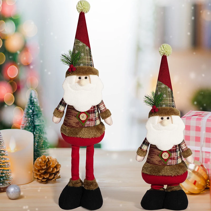 Christmas Santa Snowman-reindeer Christmas Decoration 2024 Leg Table Mantel Decoration Plush Dolls Christmas Gifts For Kids Baby