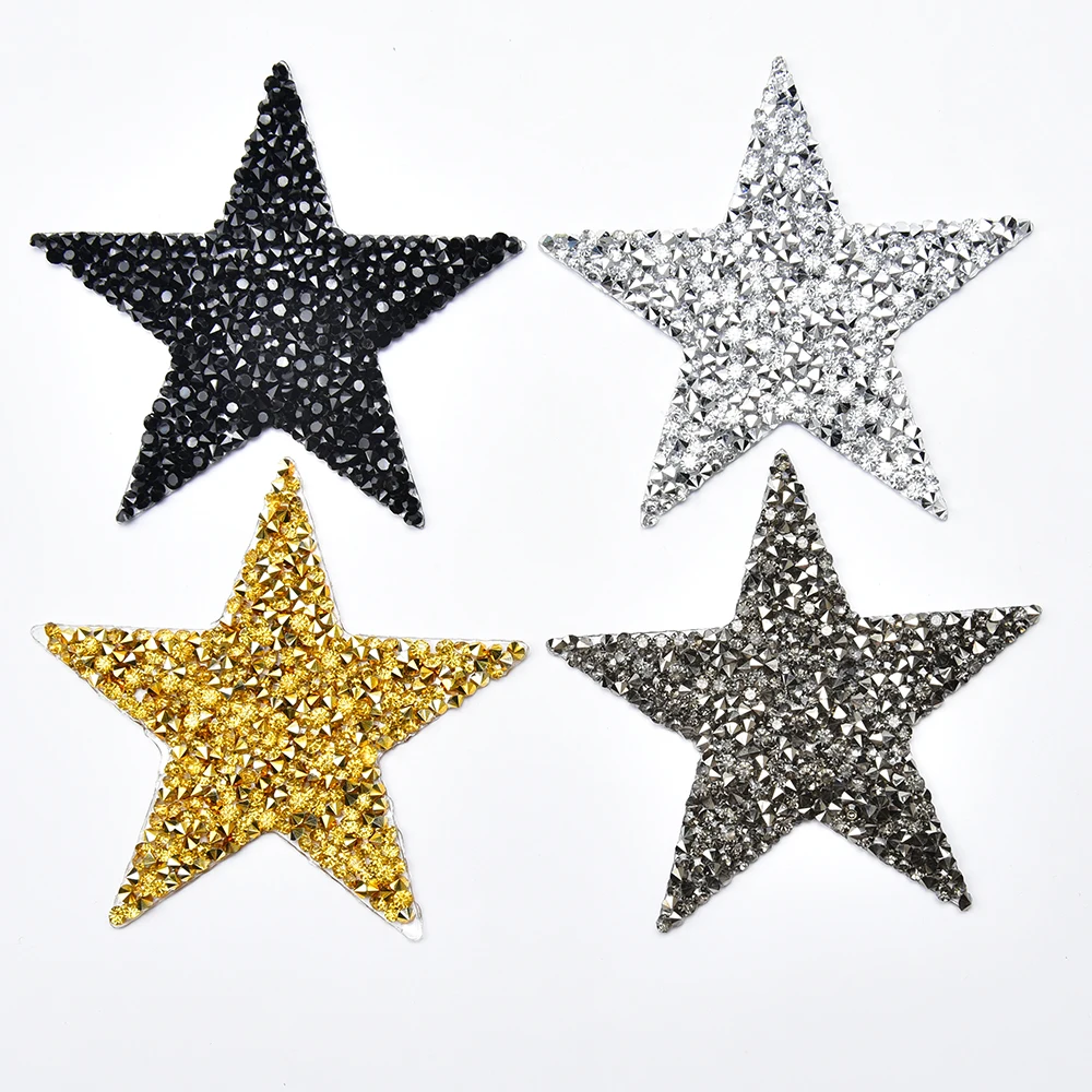 25Pcs Different Pattern Hot Fix Rhinestone Lips Star Heart Motif Iron on Transfer Applique Patches DIY Clothing Trim Decoration image 3