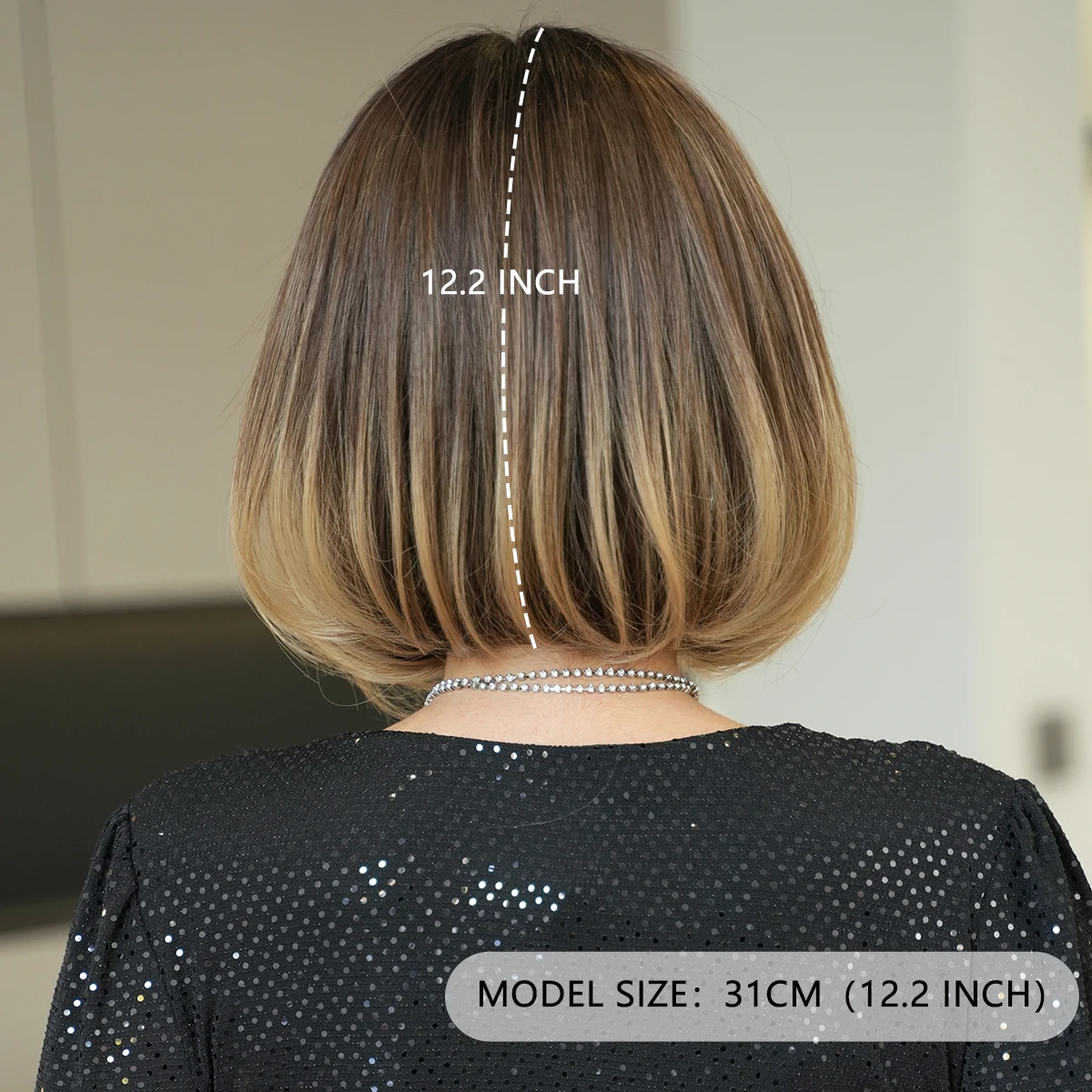 13*4 Lace Front Wig High Density Synthetic Short Straight Brown Ombre Blonde Bob Wigs for Women HD Transparent Lace Front Wigs