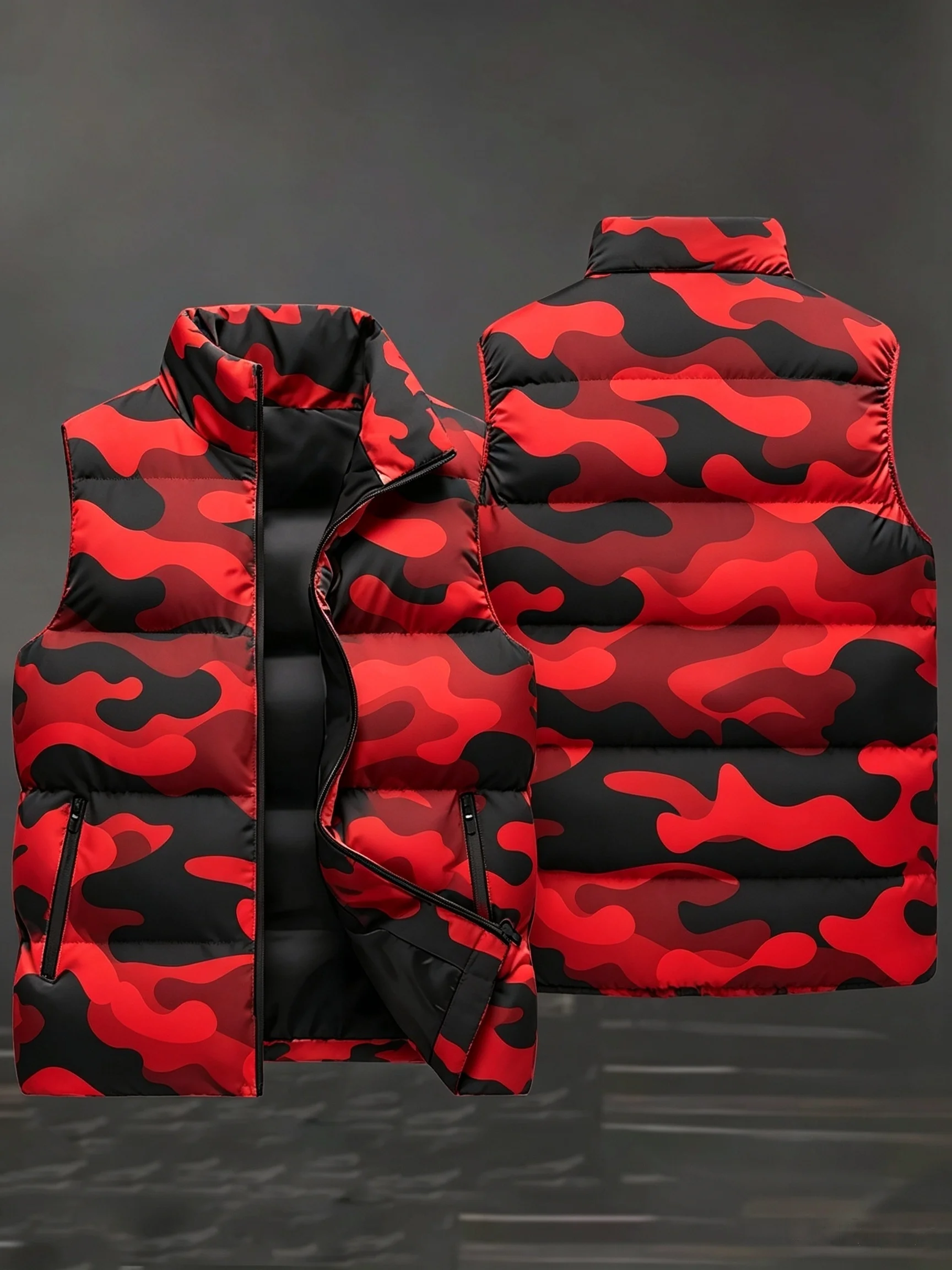 The 2026 new men's fashionable 3D digital printed vest is perfect for outdoor activities, with a stylish architectural style tha