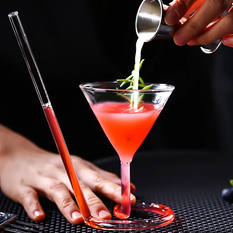 Verre à Cocktail Créatif En Spirale DOITOOL Avec Paille Rotative - Verre Martini, Whisky Et Vin Rouge Transparent