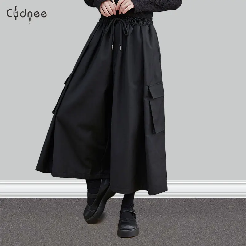 Women Casual High Waist Wide Leg Pants Summer Solid Palazzo Pants Lounge Plus Size Drawstring Capris with Pocket Cropped Pants