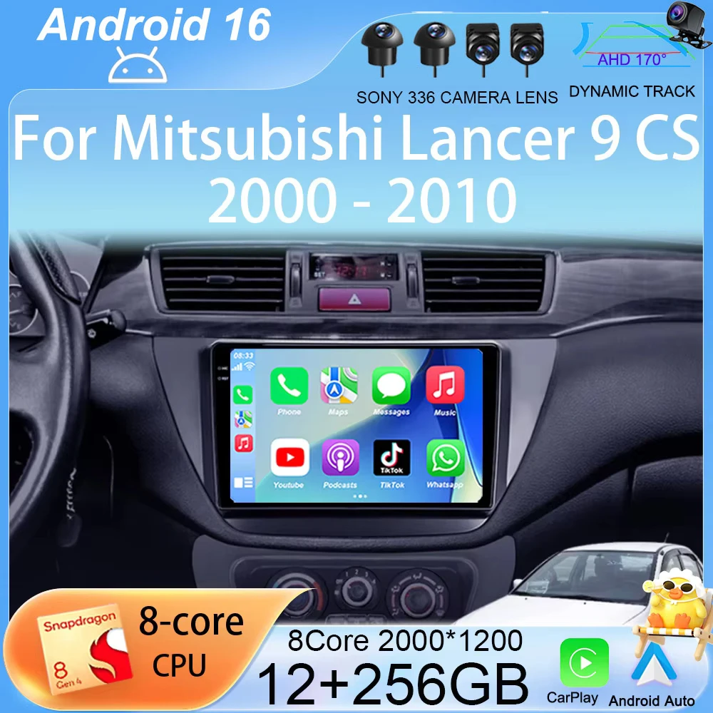 Carplay Car Radio Android 16 For Mitsubishi Lancer 9 CS 2000-2010 Multimedia Video Player Navigation Stereo 2Din 2 Din Head Unit
