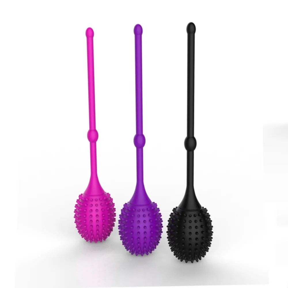 Spiky Textured Silicone Kegel Balls, Weighted Ben Wa Balls with Long Pull Tab, 3 Colors for Women 18+