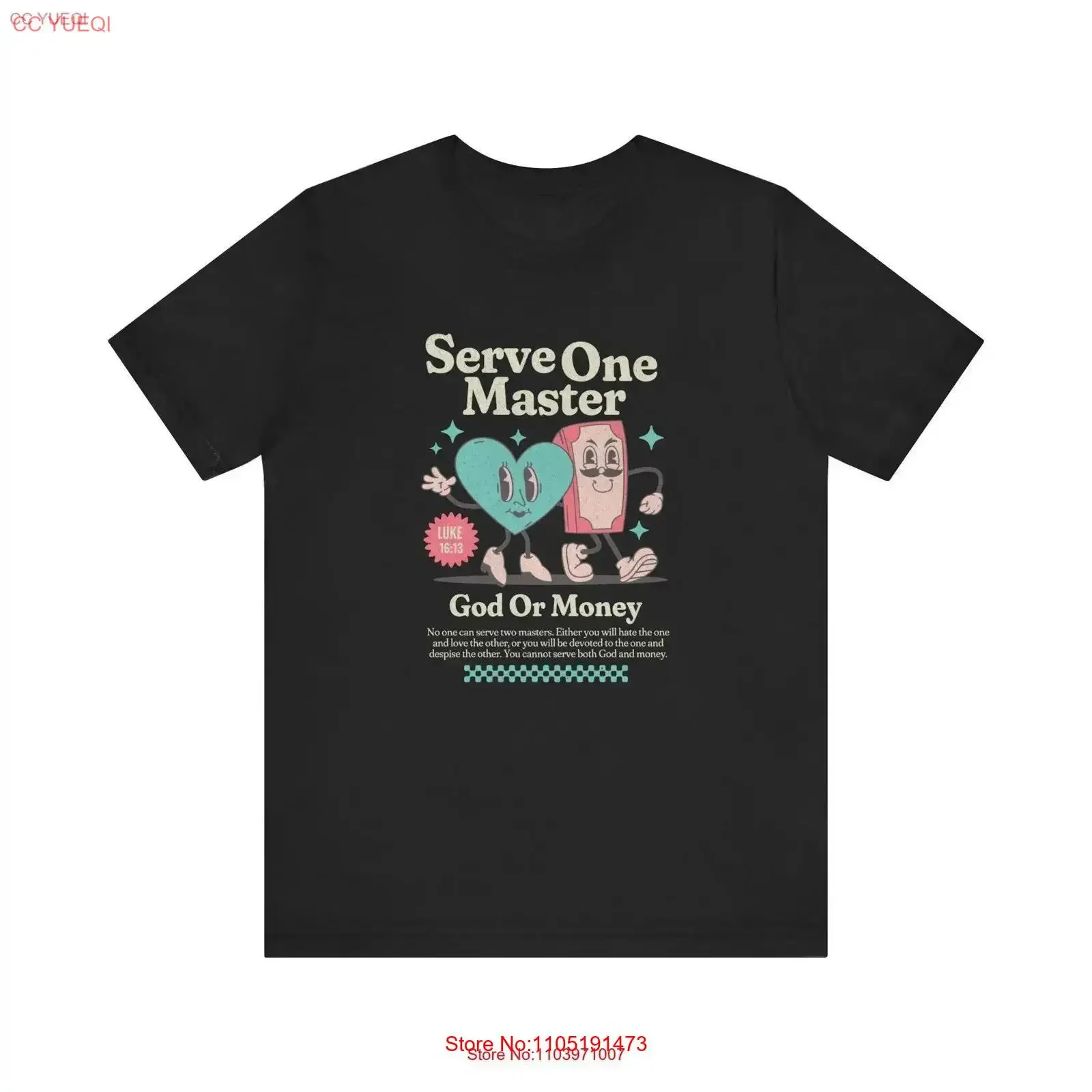 

Cute Christian T Shirt Trendy Luke 16 13 Inspirational Faith vintage Washed graphic homme Stylish Casual Breathable Slightly