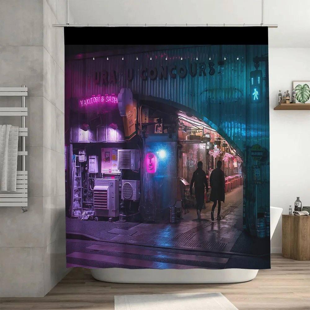 اليابانية زقاق ليلة مدينة دش الستار أنيمي كيوتو شارع التصوير خلفية ديكور الحمام