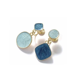 New Korean Arrival Metal Clip on Earrings Trendy Fresh Sweet Blue Earrings for Women 2023 Fashion Jewelry