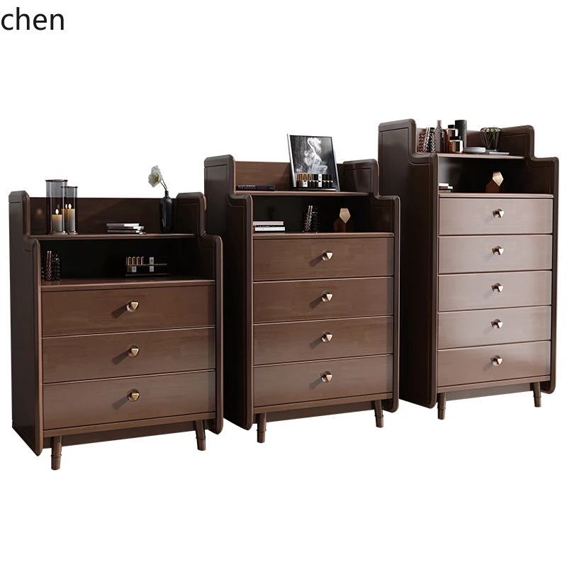 ZWS. Solid wood chest modern minimalist living room chest of drawers bedroom rattan locker