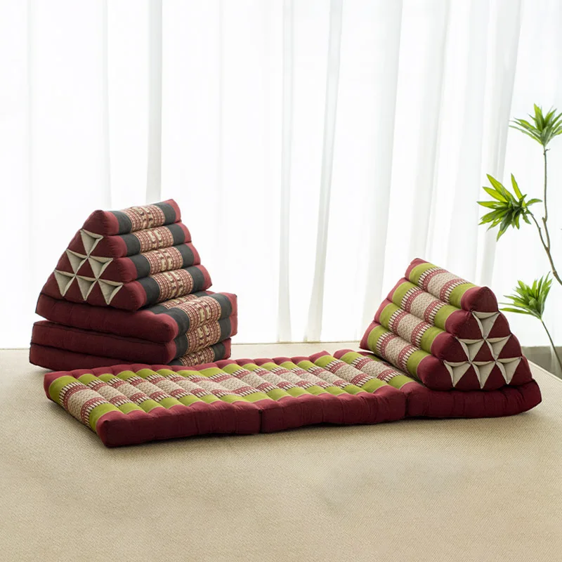 Triangular cushion with core tatami floor South East Asia bay window Thai couch mat Window sill mat