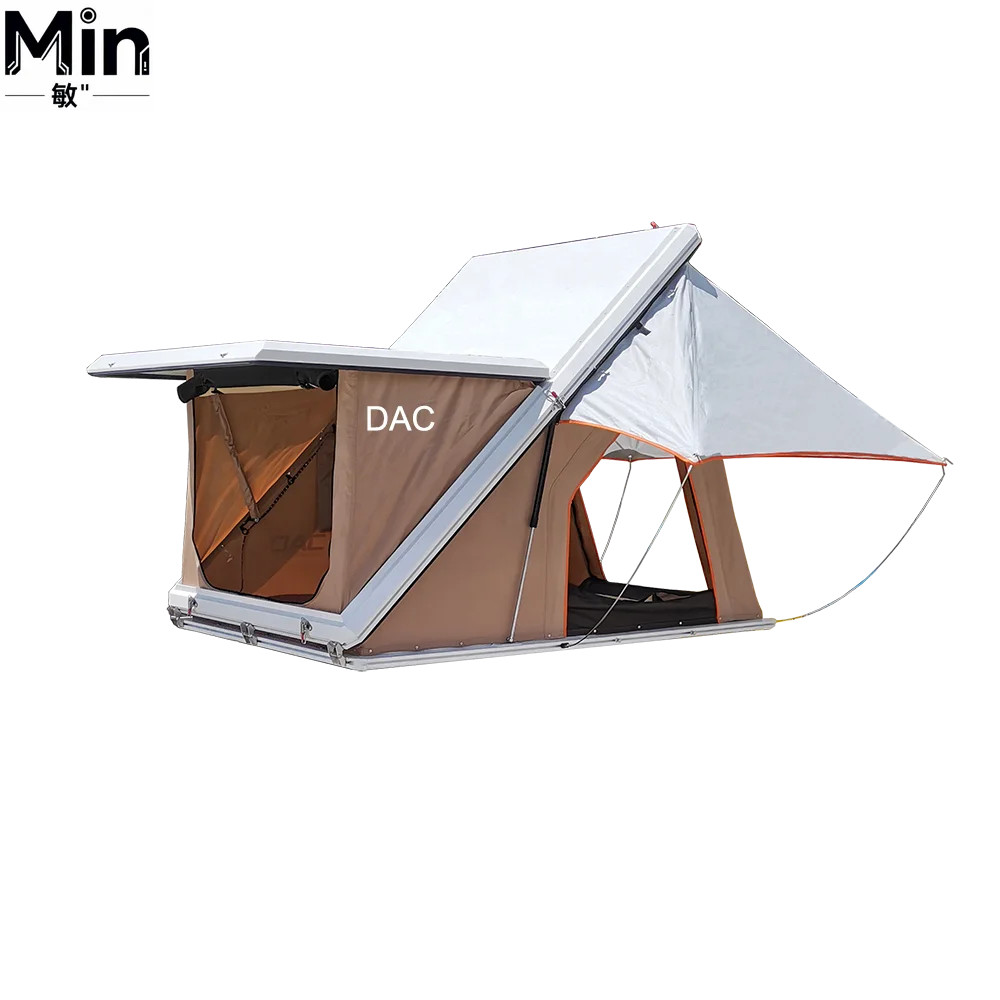 Aluminum Hard Shell Car Rooftop Tent Portable Foldable Polyester Canvas 4 Season Waterproof Camping Tent