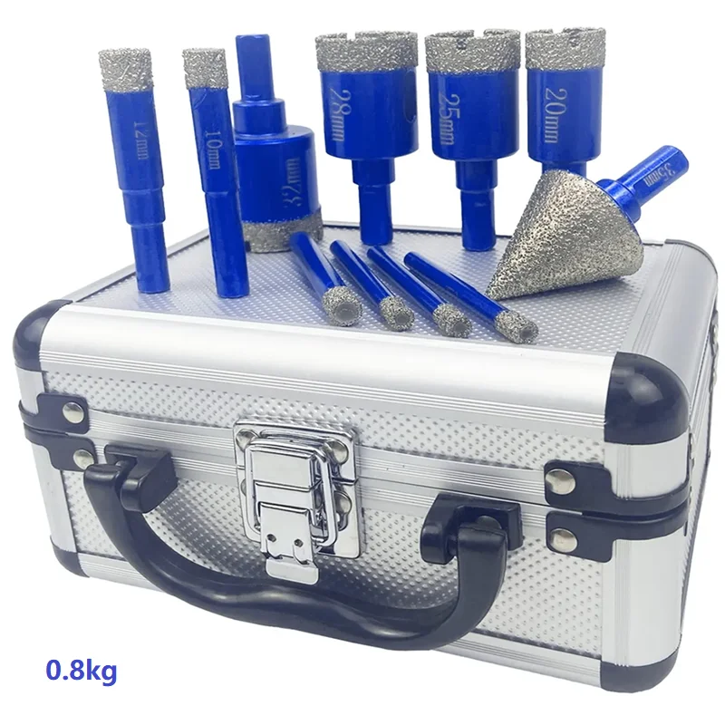11pcs Diamond Drilling Bits Set Kit Tile Cutter for Ceramic Marble Granite Hole Saw Drill Diamond Cup Saw With Box