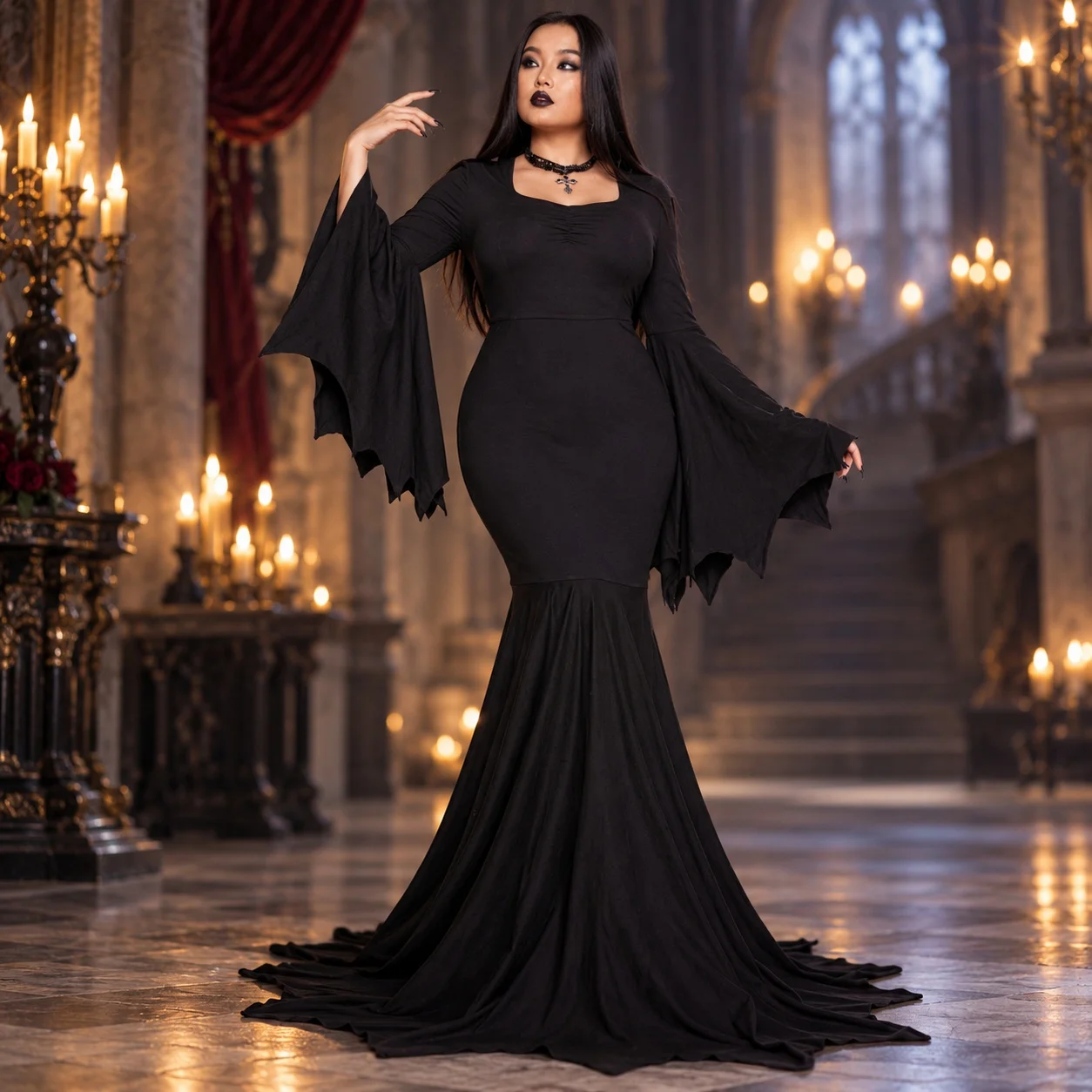 Applique Applique Pullover Dress Maxi Length Tribal Ethnic Halloween with Batwing Sleeve Court Style Long Sleeve High Waist Autumn - Aliexpress Deal
