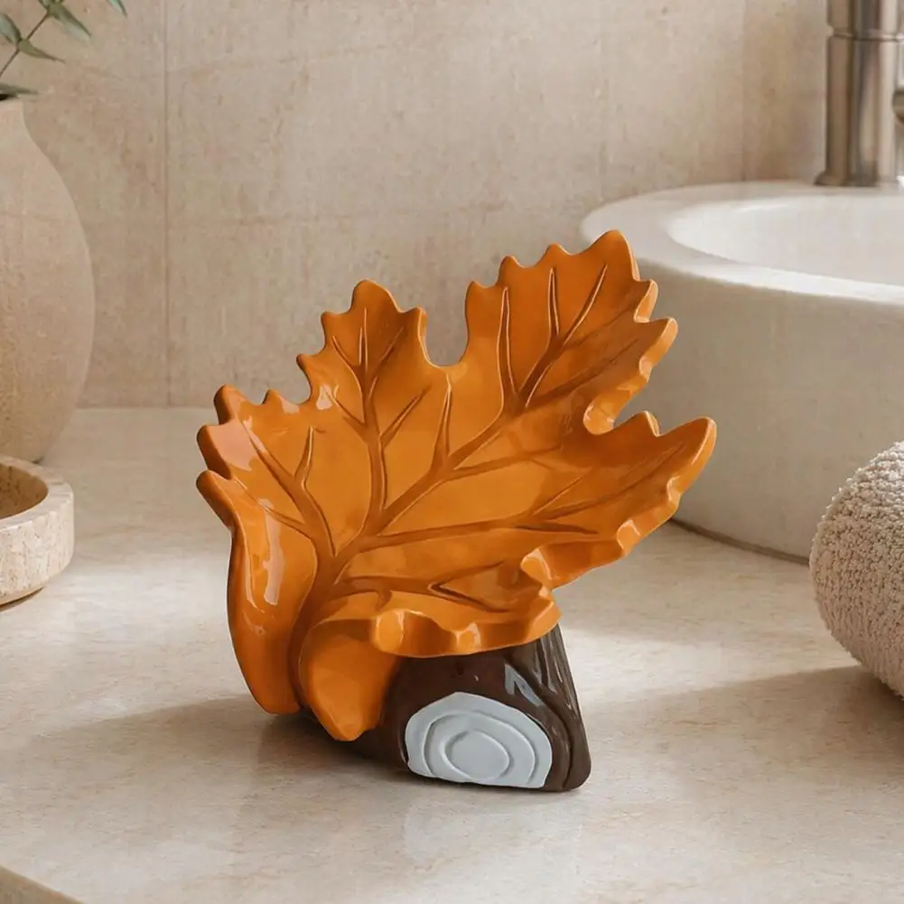 Luxury Autumn Home Decor Maple Leaf Dish Simulated Maple Leaf Resin Dish Quick Drainage Laundry Holder Stylish Waterproof