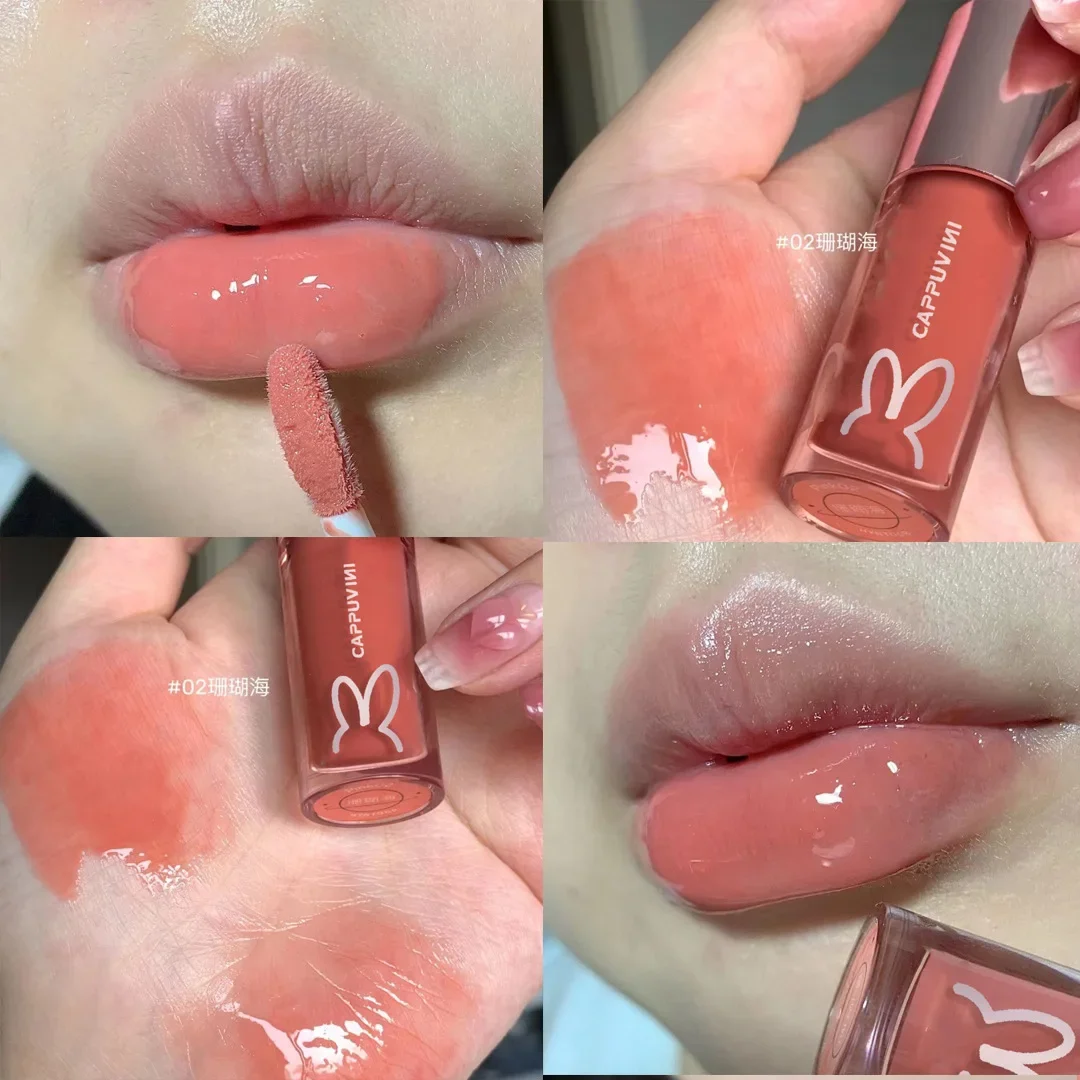 Espejo agua luz gelatina brillo de labios espejo brillante lápiz labial líquido hidratante brillo de labios aceite de labios mancha de labios de vidrio lápiz labial