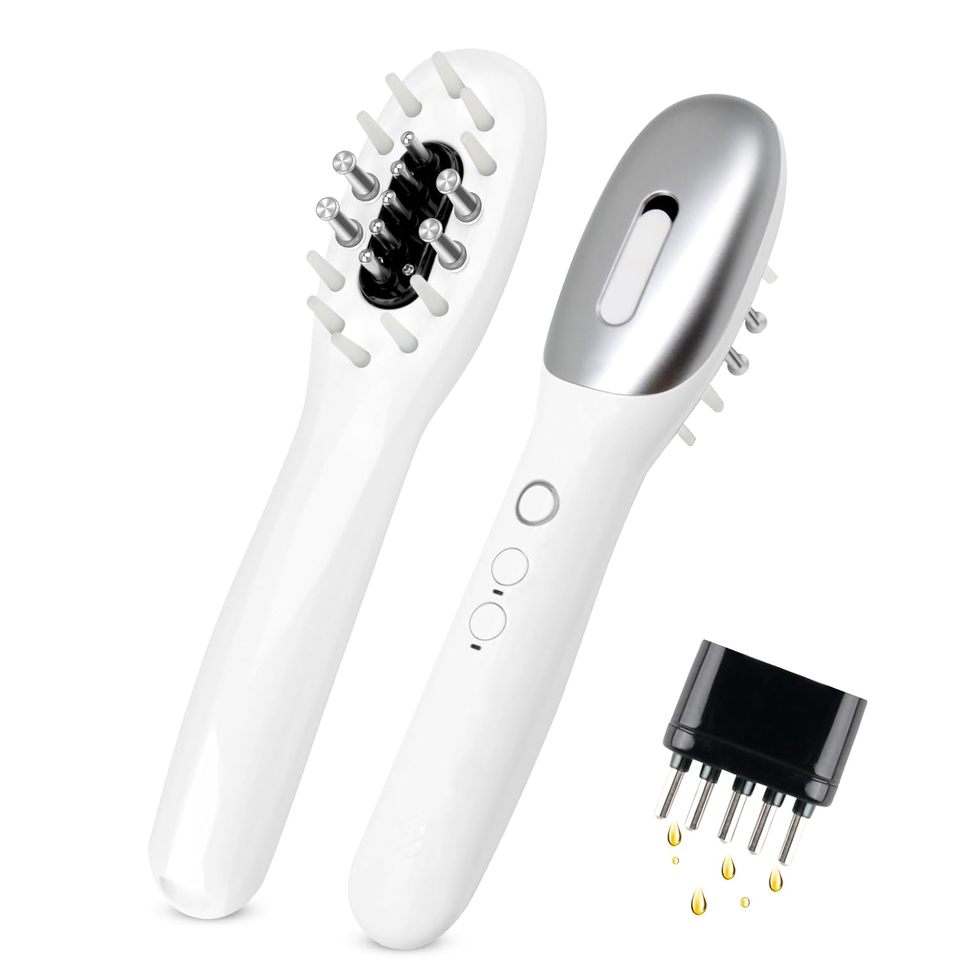  3 in 1 EMS Hair Growth Massage Comb with Hair Oil Dispenser Red Blue Light AntiHair Loss High Frequency Vibration Scalp Massager 