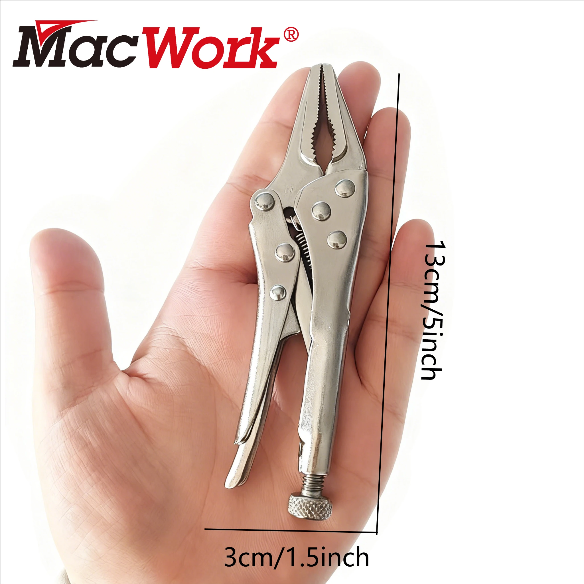 كماشة أنف حادة صغيرة شديدة التحمل مقاس 5 بوصات - ارتفاع قابل للتعديل، قبضة غير قابلة للانزلاق، أداة تثبيت معدنية مدمجة وقوية