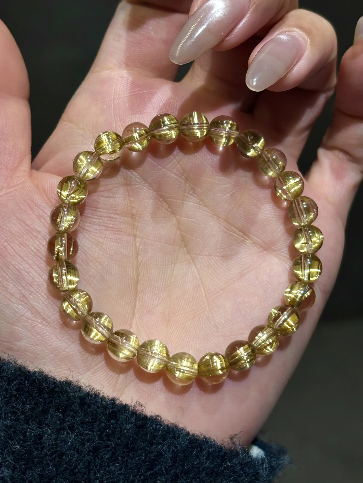 

Браслет из натурального золотистого рутилового кварца 7 мм для женщин, украшение, подарок на удачу, кристалл для Рейки-терапии, круглые бусины, класс ААААА