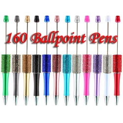 160pcs Handmade Beaded DIY Ballpoint Pen Luxury Diamond Beadable Pens Cute School Office Supplies Stationery Wholesale Pens