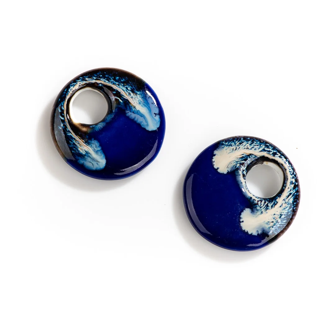 35#2pcs Pottery Multicolor Ceramic Abstract Pendant Beads Bohemia Jewelry DIY Necklace Making Vintage Accessories #XN151