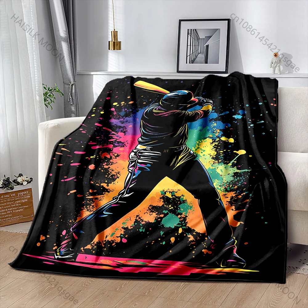 Baseball swing colorful backdrop Print Adult Children Warm Blankets Home Travel Car Soft Comfortable Suitable for all seasons