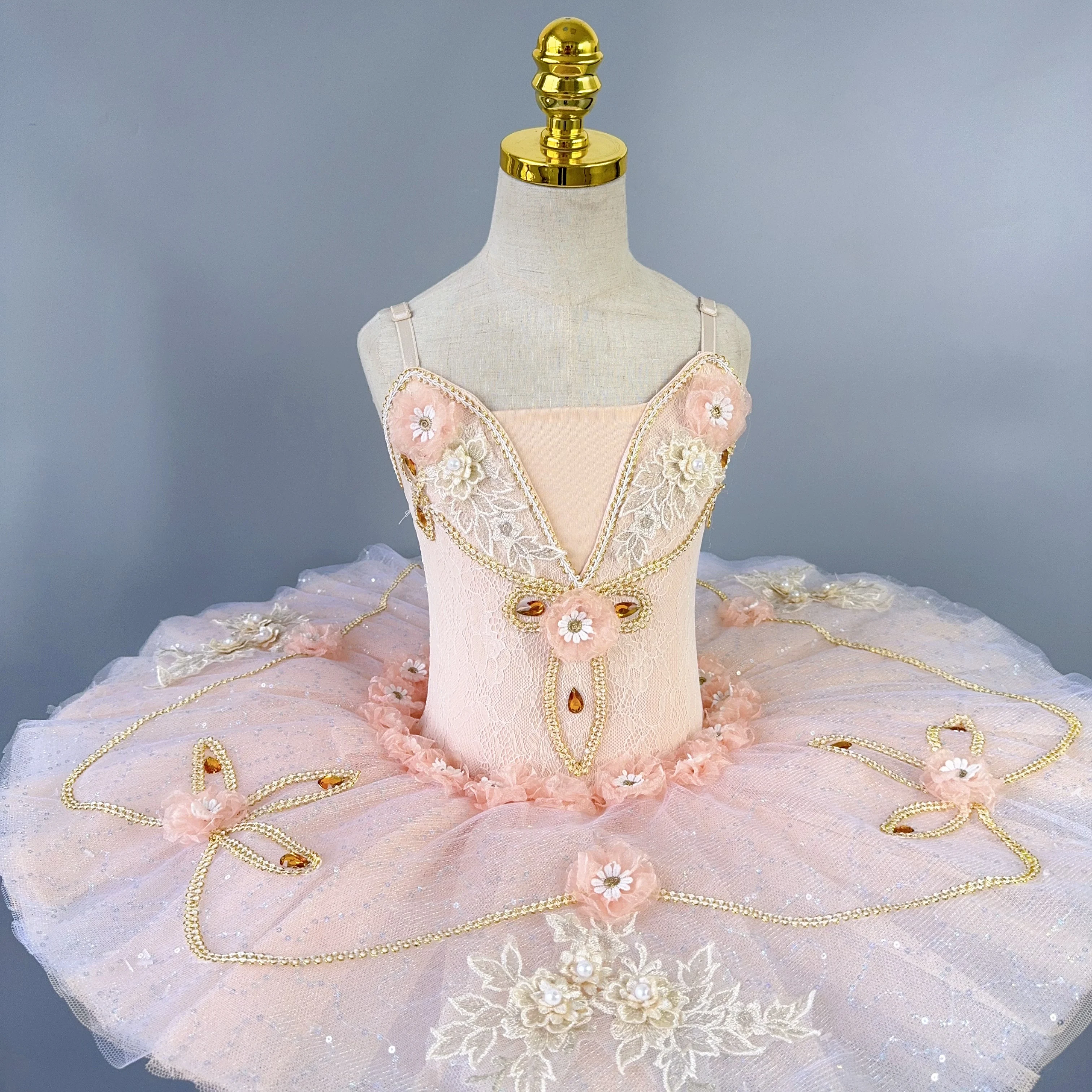 Kids Sequin Lace Professional Ballet Tutu Dress Girls Swan Lake Pancake Tutu Ballerina Dress Dance Costumes Child Ballet Clothes