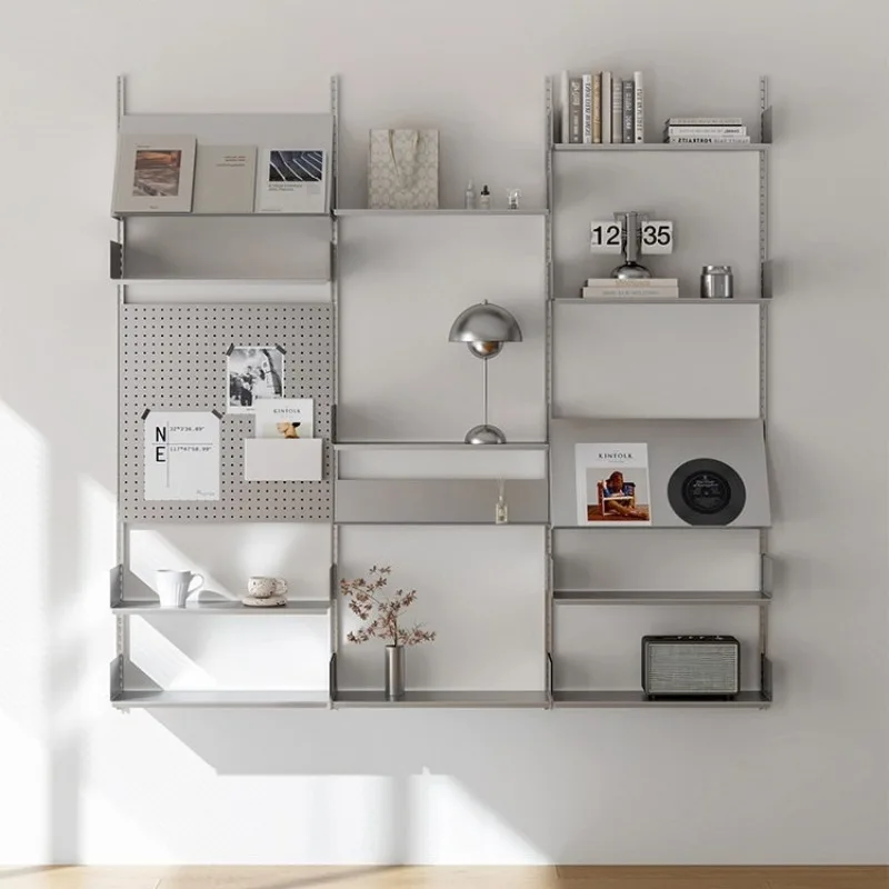 For creative pegboard wall-mounted display racks, multifunctional floating stainless steel storage racks for living rooms