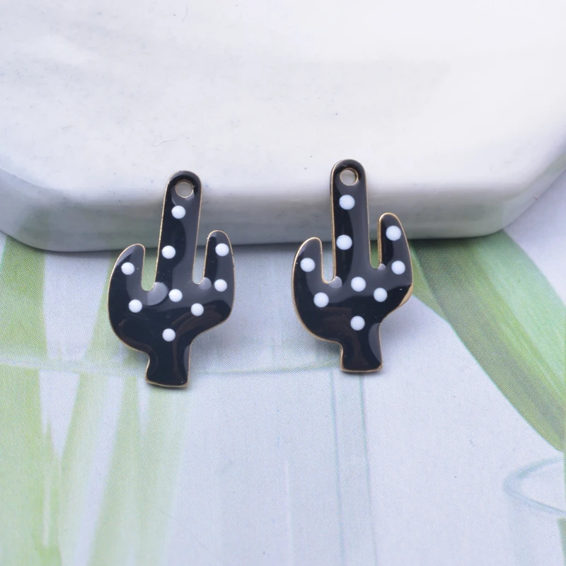 30 Stück Kupfer-Kaktus-Anhänger, grün, klein, beidseitig emailliert, Smaltato Rosso, Anhänger-Verbinder für DIY-Schmuck- und Ohrringherstellung – Detail 8
