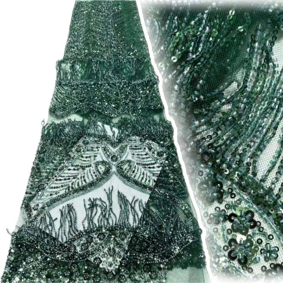 

Red African Sequins Lace Fabric Nigerian High Quality French Beaded Mesh Tulle Embroidery Wedding Dresses Lace Sewing 1998