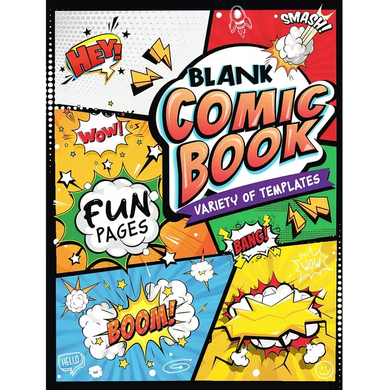 1pc Blank Comic Book: 24 Pages with Assorted Templates (Fun Pages, Speech Bubbles, Explosions) - Creative Art Activity for Teens