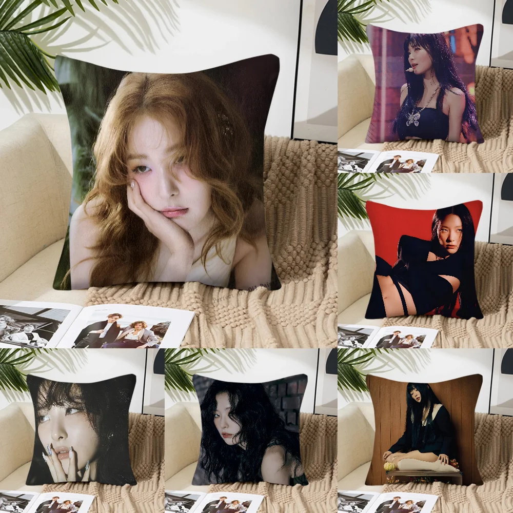 Seulgi Kpop R-Red Velvet Pillow Case Square Pillow Bedroom Sofa Leisure Comfort Cushion Car Living Room Home Decoration