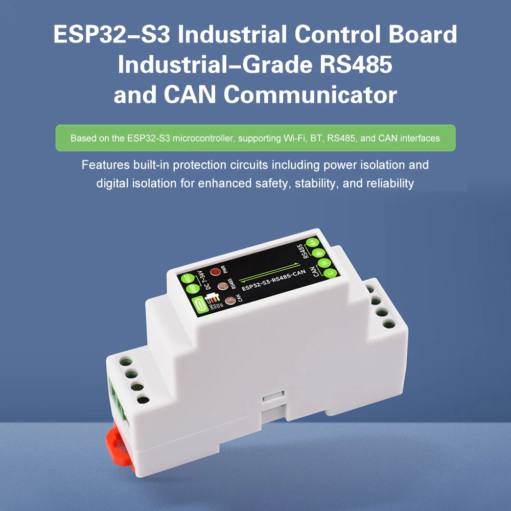 

ESP32-S3-RS485-CAN Industrial Control Board Supports WiFi Bluetooth Dual Core 240MHz AI Computing Power Isolated RS485 CAN
