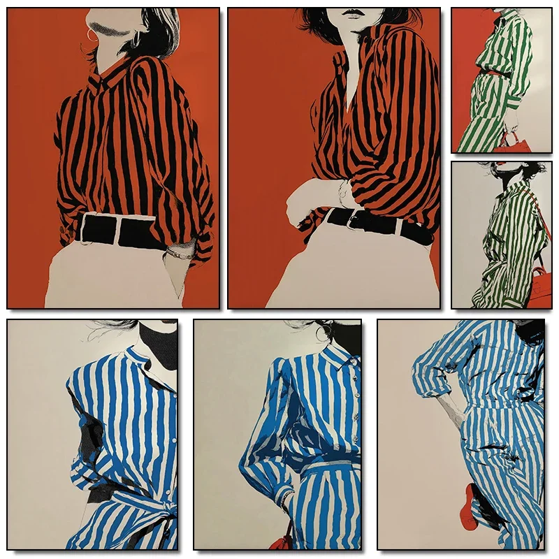 Abstract Figure Lines Girl Sofia Lind Poster Canvas Painting