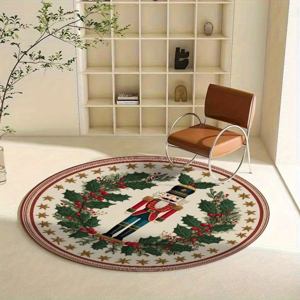 Mandala Round Area Rug with Concentric Radial Pattern Boho Home Decor