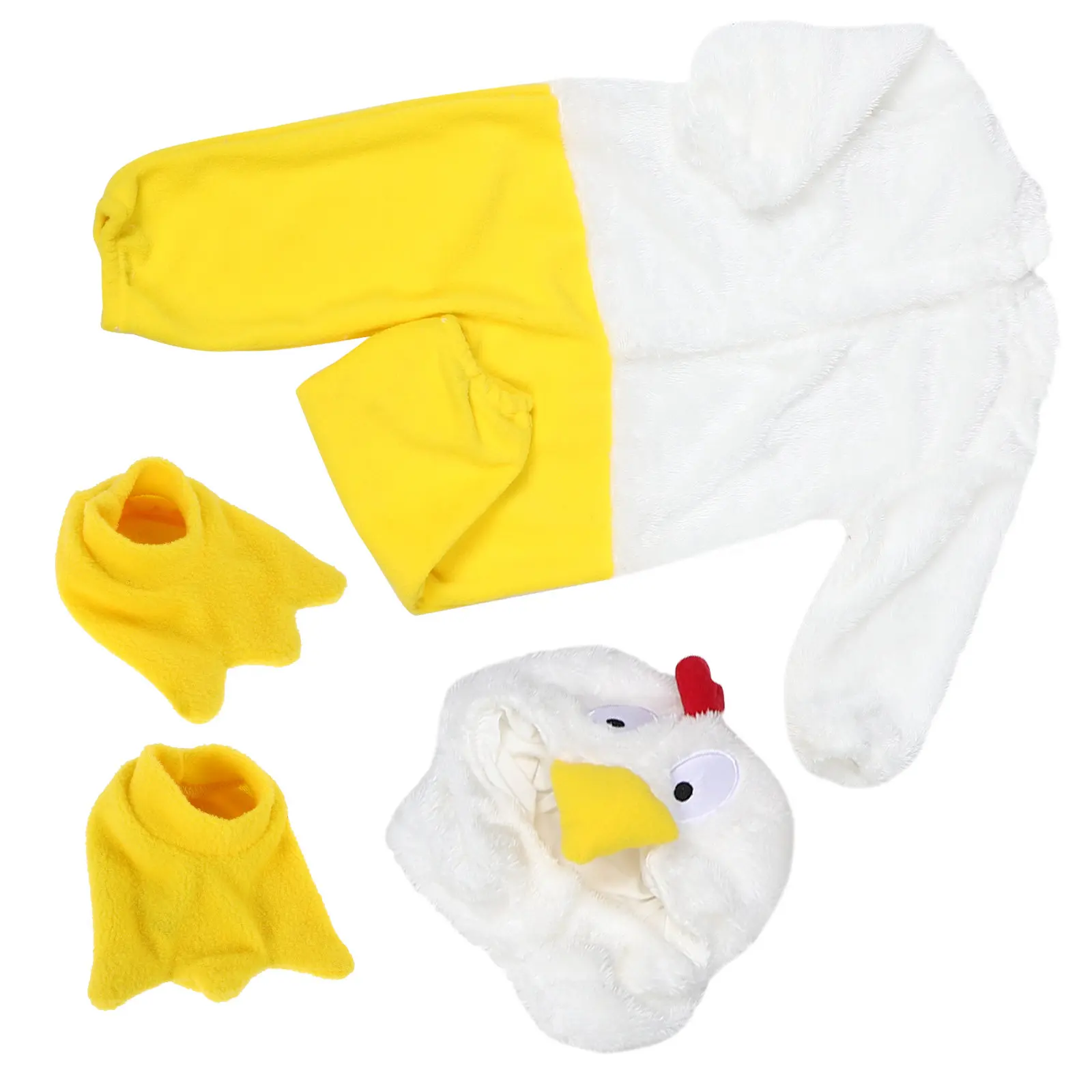 1Set Baby Chicken Jumpsuit Long Sleeve Soft Fabric Hat Included Cute Animal Costume Newborn Photoshoot Indoor Outdoor Clothes
