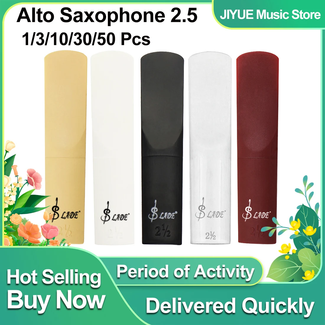10/50 Piezas de Cañas SLADE para Saxofón Alto, Accesorios para Instrumentos de Viento, Cañas de Resina para Principiantes y Profesionales, Repuestos para Saxofón Alto