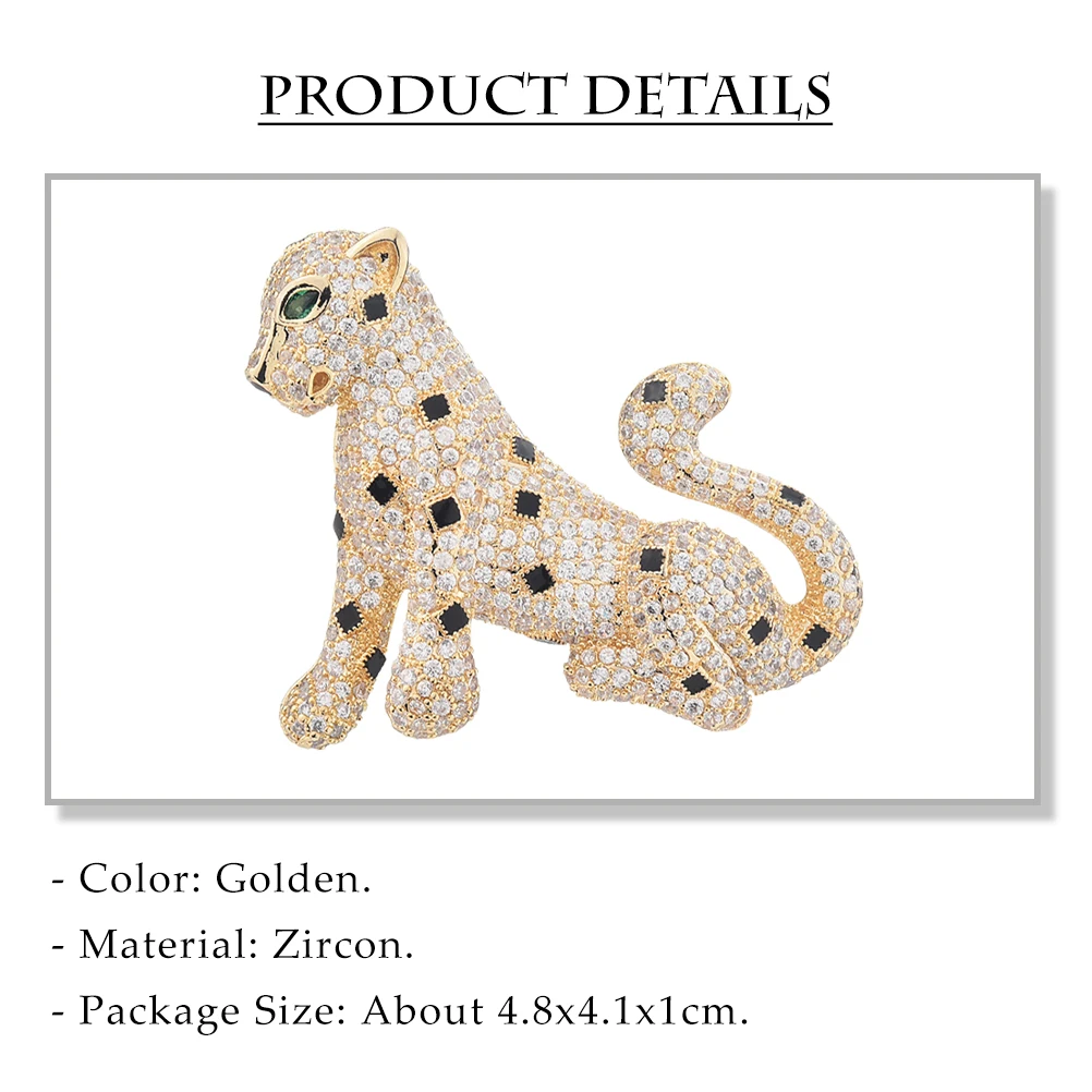 

Leopard Brooch Golden Alloy Durable Fashionable Animal Pin For Women Funny Creative Brooch Accessory Decorative Jewelry