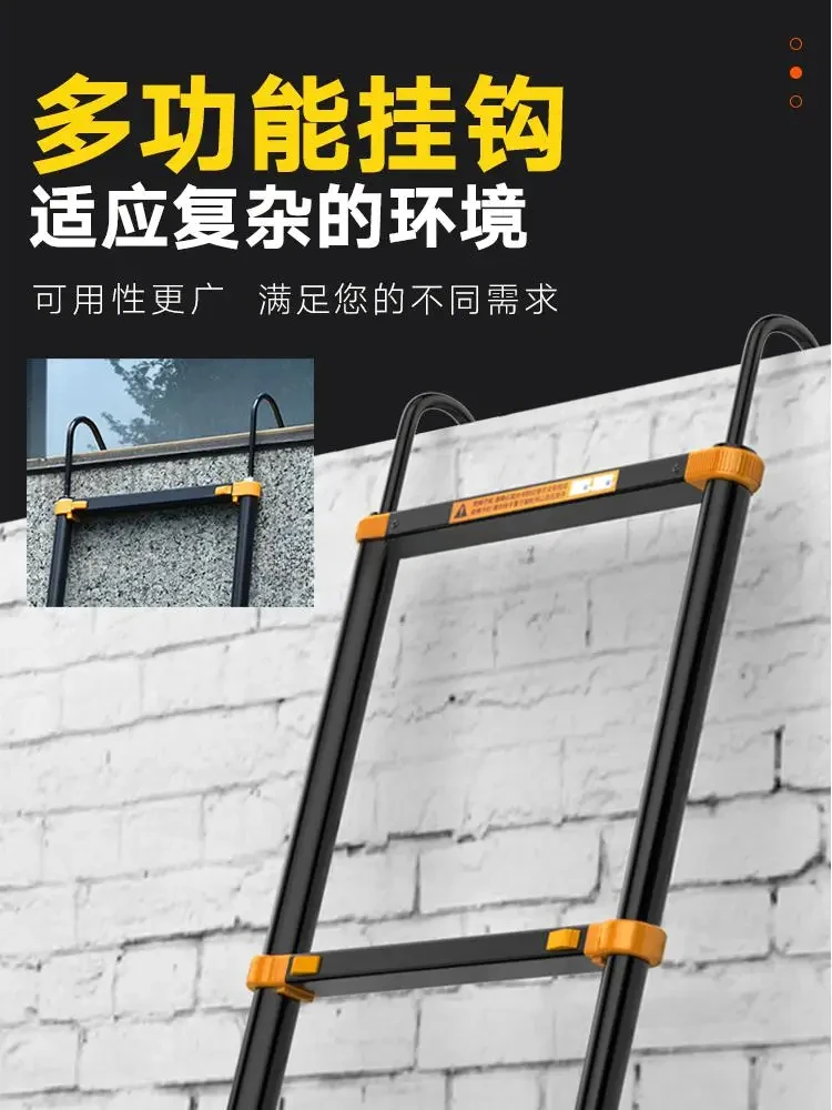 Telescopic Vertical Ladder 6m Project Folding Telescopic Lifting Hook Single Side Hanging Ladder One Word Household Aluminum