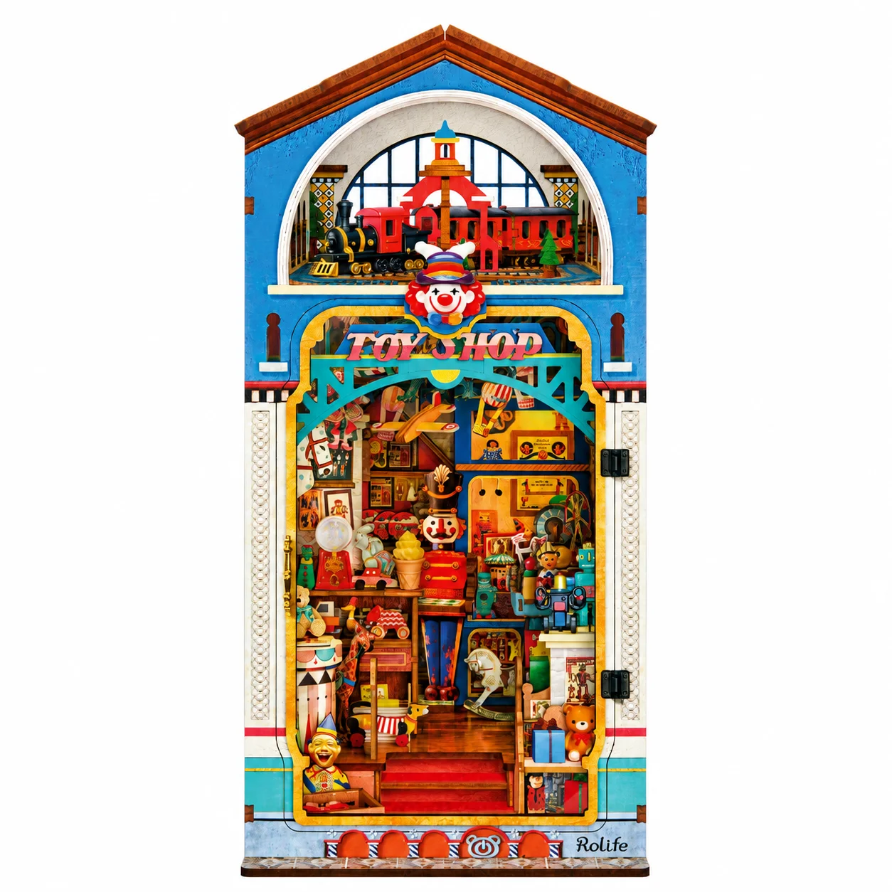 Robotime Treasure Toy Shop 3D-Puzzle Immersives DIY Miniaturhaus Spielzeug Ausstellungsregal Szene mit Staubschutz Buchregal Deko Geschenk
