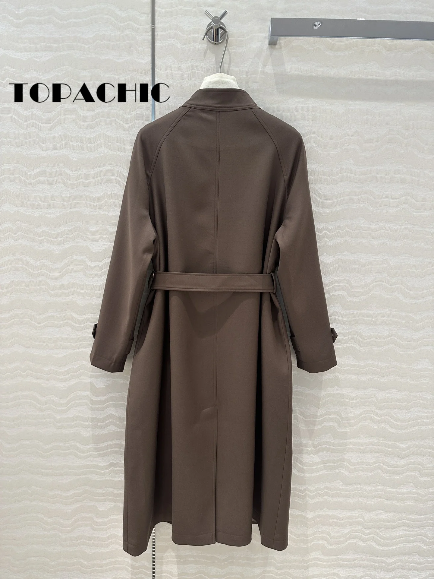 10.20 TOPACHCI-Women Solid Raglan Sleeve Bow Sashes Trench Coat Elegant Chic Side Metal Buckle Strap Back Split Long Outerwear