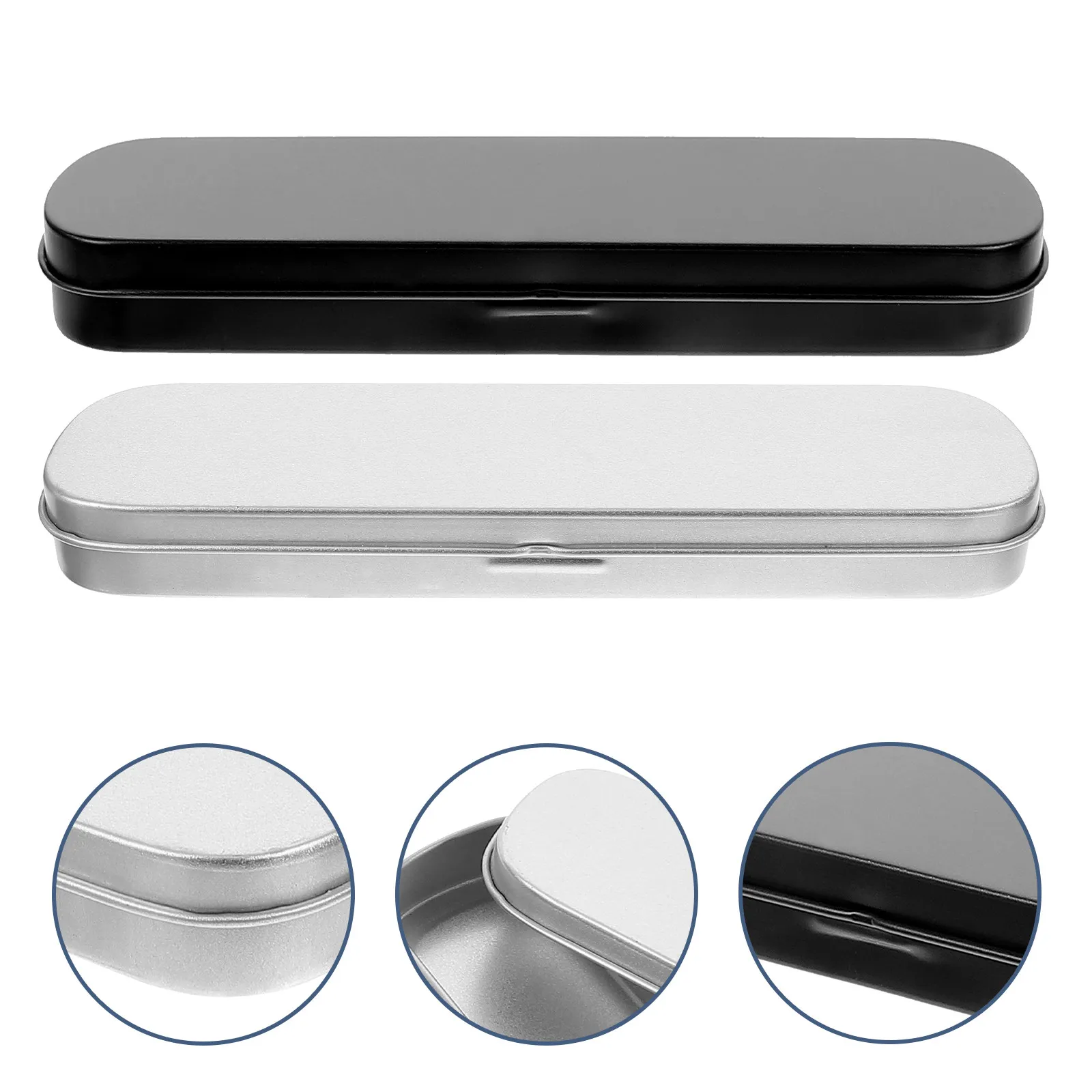 2Pcs Metal Pen Box Premium Hard Shell Pencil Organizer Compact Portable for Backpack Briefcase School Office Stationery Supply