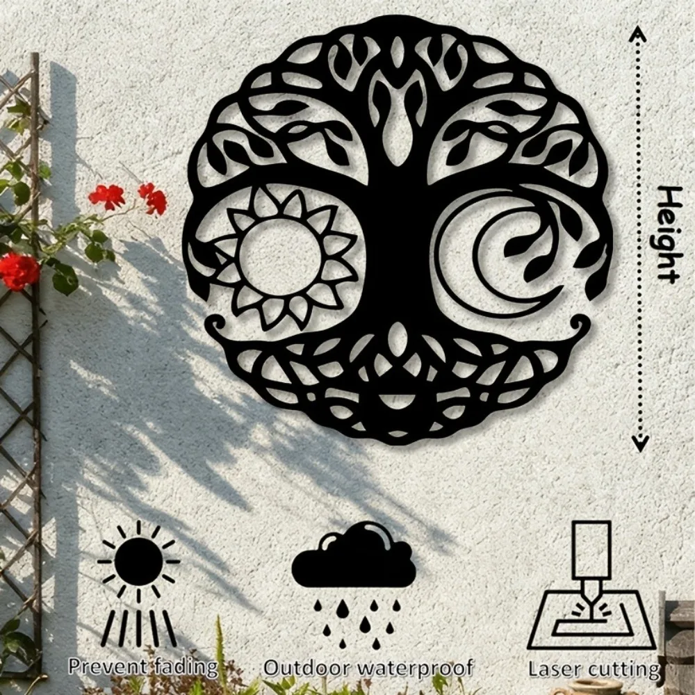 CIFBUY Celtic Tree Metal Wall Art Iron Knot Sculpture 2D Decor For Living Room Bedroom Office Garden Irish Style