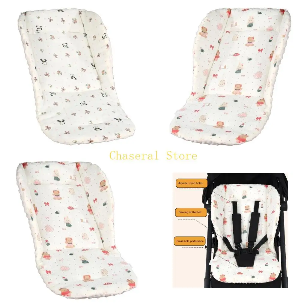 E7CE Double Sided Infant Strollers Pad Soft Cotton Support Mat For Comfort During Travel Prevents Sweating Four Weather