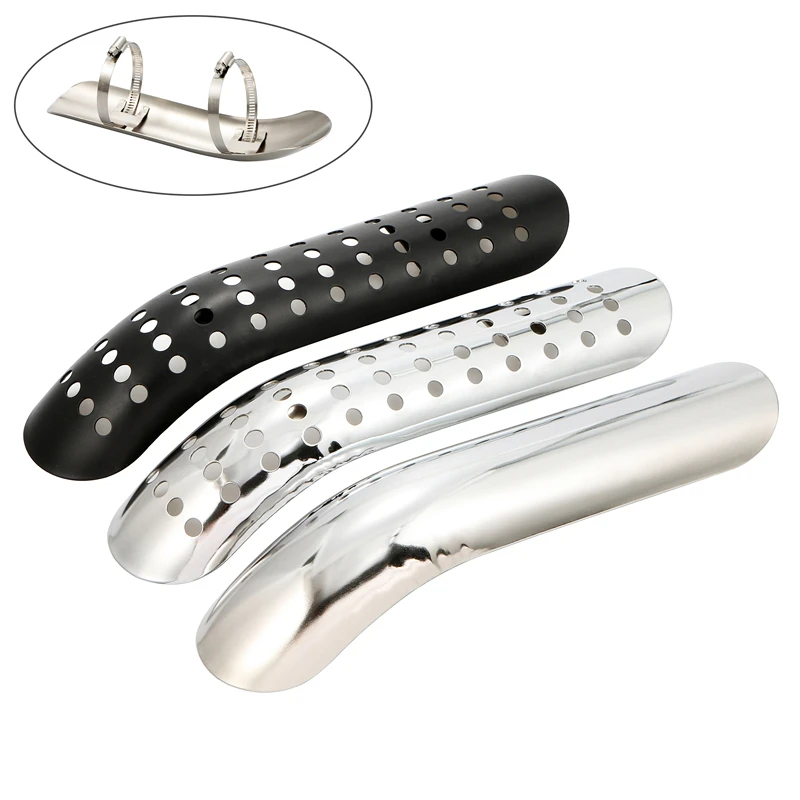 

1 Set Universal Motorcycle Exhaust Pipe Curved Heat Shield Muffler Pipe Anti-Hot Decor Guard Protector for Harley Custom Chopper