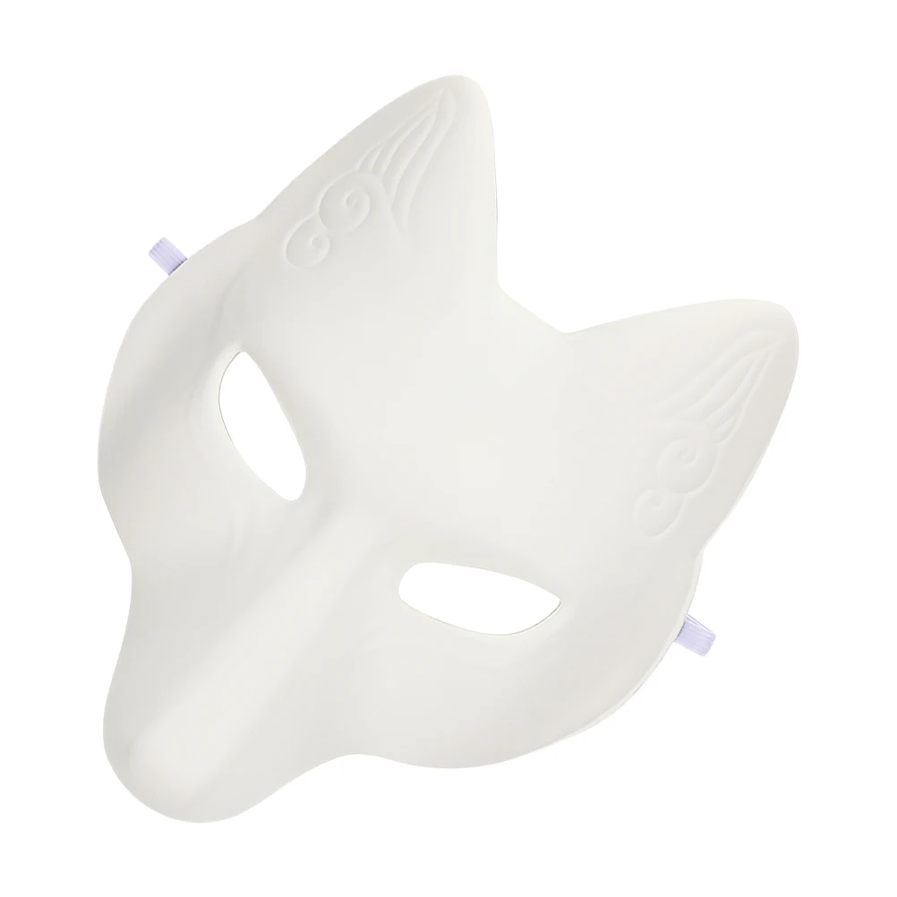 

White DIY Unpainted Fox Mask Craft Kit for Kids Hand Painting Project Party Accessory Cartoon Animal Mask Halloween