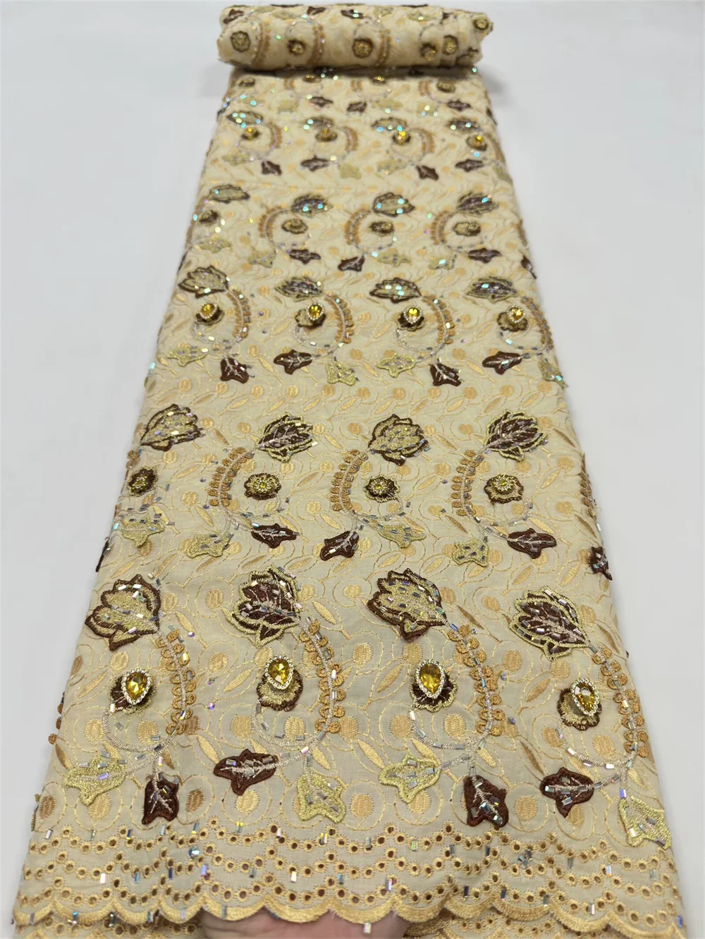 Luxury Multicolor Embroidery Stones Water Soluble Edges African Soft Cotton Voile Swiss Lace 3D Applique Flower Nigerian Wedding