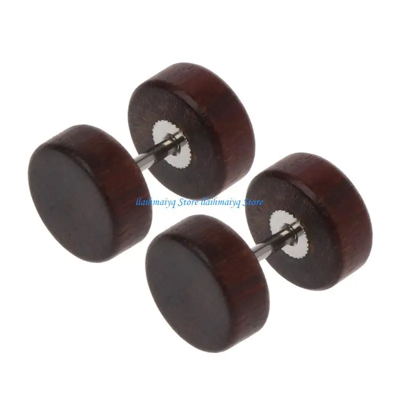 573B Punk Ear Piercing Ear Studs Wooden Dumbbell Earrings Gifts for Graduation