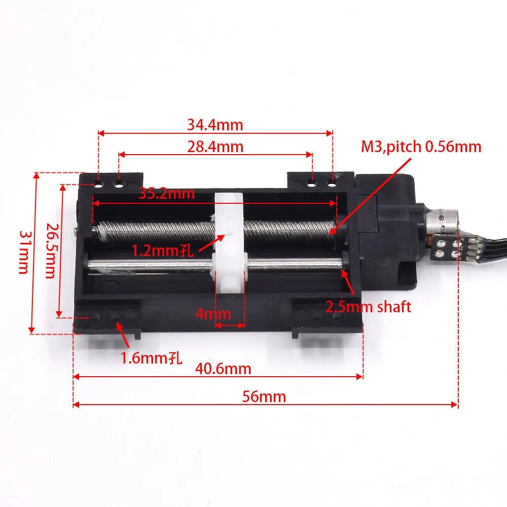 Micro 6mm 2-Phase 4-Wire Planetary Gearbox Gear Stepper Motor Stroke 31mm Linear Screw Slider Moving Block Nut Stepping Motor